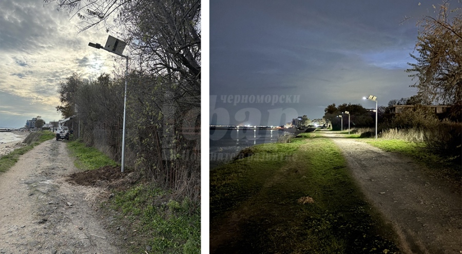 Крайбрежната алея Равда - Несебър с временно соларно осветление